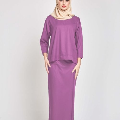 Qasimah Kurung Kedah Pesak Osaka Cotton Dusty Purple