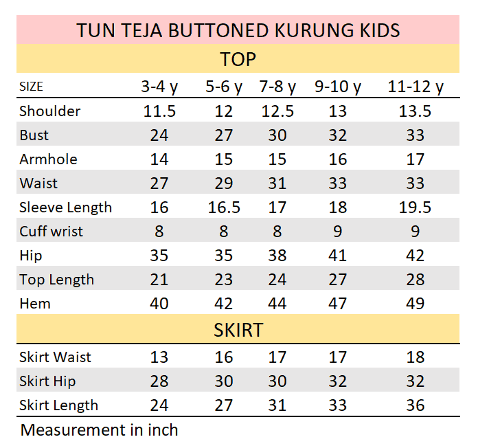Tun Teja Buttoned Kurung Kids